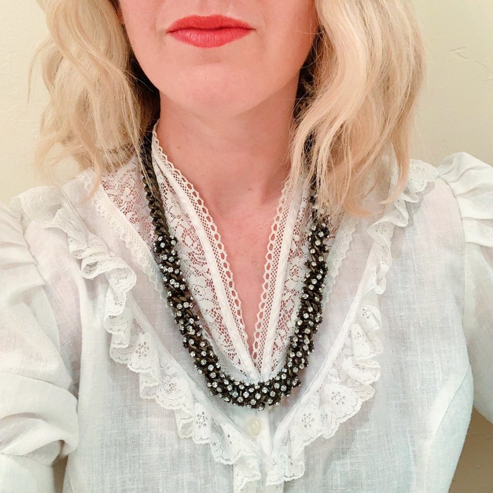 jcrew chain + jewel necklace